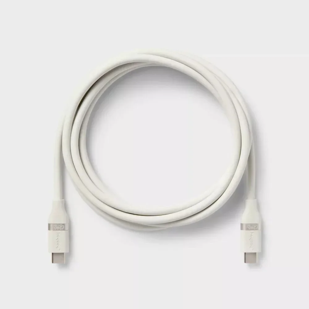Heyday White 6' USB-C to USB-C Fast Charging Silicone Cable | Stocking Stuffer